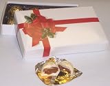 Scott's Cakes 1/2 Pound White Chocolate Covered Caramels in a Ribbon-n-Holly Box