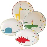 Tag Party Appetizer Plates, Party Animals Design, Assorted Colors, Set of 4