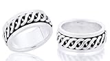 Celtic Style Spinner Ring Band Oxidized Sterling Silver