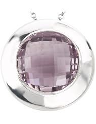 925 Sterling Silver High-Polish Finish Faceted Round Pink Quartz Pendant