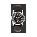 Harley Davidson Mens Bulova Watch. New for 2008. Extra large black dial. Luminous hands, hour numbers, and markers. Date at 6. Harley Davidson Bar & Shield logo and script. High quality all leather strap with Bulova and HD hallmarks, and a buckle with Bar and Shield Logo. Contrasting white stitching. Dressy black all the way. 76B037