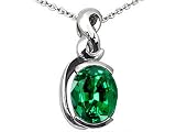 1.85 cts Genuine Lab Created Emerald Pendant - 14kt White or Yellow Gold