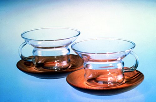 Jenaer Glas Teetasse COUNTRY mit Holzuntertasse - 0,15 l, 2 Stück