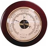 Bey Berk Nautical Brass Barometer on Cherry Wood-5in. Diameter-WS072