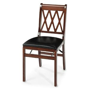 Cherry Lattice Folding Chair - Set Of 2, CHERRY, TAN CHENILLE by