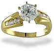 14KT Yellow Gold 1.16 CTW Round Center and Channel Set Sides CZ Ring