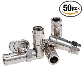 Paladin 9646 RG6 Cable TV "F" SealTite Compression Connectors, 50-Pack