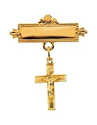 Baptismal Brooch with Crucifix in 14k Yellow Gold