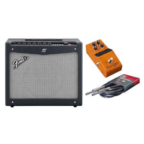 Fender Mustang III 100-Watt Guitar Combo Amp with Starcaster Flanger Pedal and 10-Foot Instrument Cable