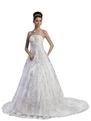 Strapless Sequined Beaded Lace Spring Fall Empire   Waistline  Dress with a Chapel Train  with a Court Train 