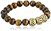 Amazon Collection Men's Tiger Eye Bracelet with 18k Gold Plated Accent Link Bracelet