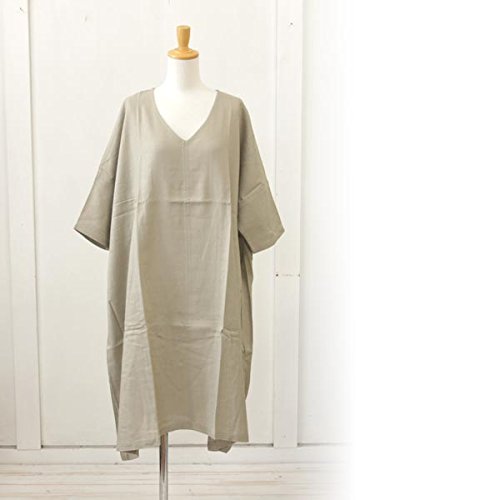(オハナ) ohanaリネン素材　７分袖Vネックワイドワンピース