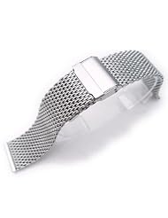 Brushed Stainless Steel Wire Mesh Band 22/22 Double Flip Interlock Clasp