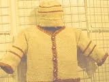 Ck25bgbr, Beige Chenille Brown Chenille Stripe Infant Boys Cardigan,hat Set