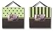 BROWN/BLUE STRIPED & DOT FRAME SET
