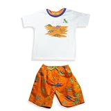 Plaid Fish - Toddler Boys 2 Piece Swim Set, White, Orange