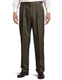 Haggar Men's Cool 18 Gabardine  Hidden Expandable Waist Classic Fit Pleat Front Pant