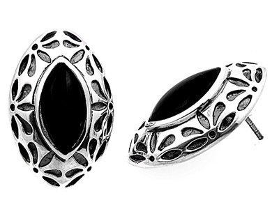 Childrens Toyshop  Jewelry : Sterling Silver Black Onyx Earrings - Size: 24mm