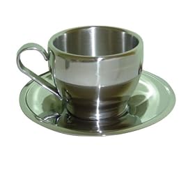 Stainless Steel Cappuccino Cup & Saucer by La Cafetiere