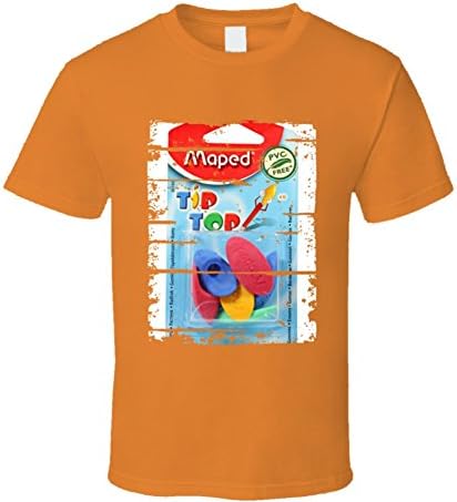 Maped Eraser Fun Trendy School Supply Distressed Look T Shirt 2XL Orange