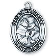 Sterling Silver St Anthony Medal and 24-inch Chain