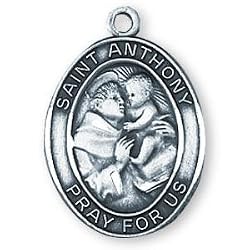 Sterling Silver St Anthony Medal and 24-inch Chain