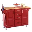 Large Cart With Wood Top - Red