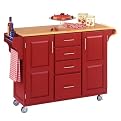 Large Cart With Wood Top - Red