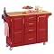 Large Cart With Wood Top - Red