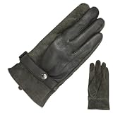 Men's Leather Patch Driving Gloves - Dark Chocolate Brown