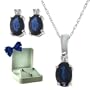 14k White Gold 1.78 ct.tw Blue Sapphire & 0.05 ct.tw Diamond Earring and Pendant Set