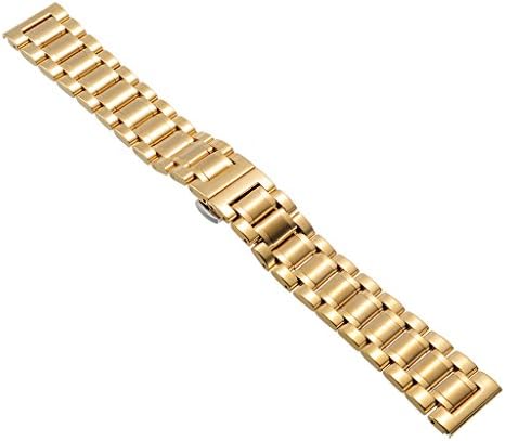 2016 New Fashion 21mm Gold Stainless Steel Solid Link Watch Band Strap Bracelet Straight End Band