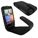 igadgitz Echt Leder Tasche Schutzh�lle Etui Case H�lle in Schwarz f�r HTC Desire S + Magnetverschluss + Display Schutzfolie
