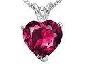 2.02 cttw Created Ruby and Genuine Diamond Heart Pendant in 14k White Gold