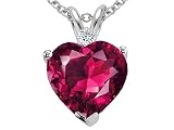 2.02 cts Created Ruby and Genuine Diamond Heart Pendant - 14kt White or Yellow Gold