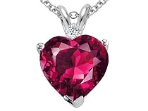 2.02 cttw Created Ruby and Genuine Diamond Heart Pendant in 14k White Gold