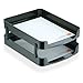 Officemate 2200 Series Front Load Tray, with Supports, Black, 2-Pack (22236)