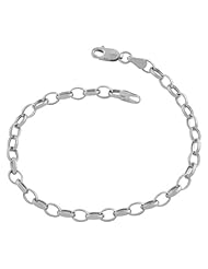 14 Karat White Gold 5.8-mm Fancy Oval Rolo Charm Bracelet (7.75 Inch)