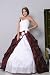 Hochzeits-shop-hamburg BK1030 Durchesse Brautkleid mit Schnürung u. Schleppe Weiß/Bordeaux Gr.36