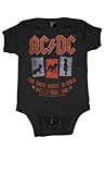 Toddler and Infant AC/DC "For Those About To Walk" One Piece Baby Suit in Black