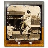 Vintage Detroit Tigers Making the Catch Black and Sepia - 6x6 Desk Clock
