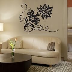 PEMA WANDTATTOO w210 Tribal Blume Ranke Wandaufkleber 80x61cm, schwarz