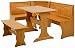 Atlanta Kitchen Breakfast Nook, Table and Bench, 100% Solid Wood, Honey Pine