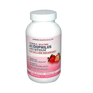 American Health Acidophilus and Bifidum Chewable Strawberry 100 Wafers
