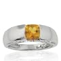 10k White Gold Citrine and Diamond Mom Ring (.01 cttw, I-J Color, I1 Clarity), Size 7