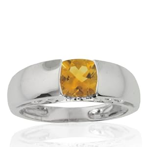 Buy 10k White Gold Citrine and Diamond Mom Ring (.01 cttw, I-J Color, I1 Clarity)