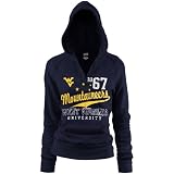 West Virginia Mountaineers Ladies Navy Blue Rugby Distressed Deep V-neck Hoody Sweatshirt