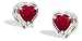 14K White Gold Genuine Heart Ruby and Diamond Filligree Earrings