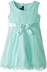 Girls Polyester Glittering Mesh  Full-Skirt Party Dress  With a Bow(s)