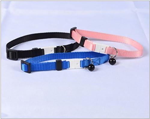 The Cat Caller Multi-pack Pink, Blue & Black Adjustable Break-a-way Safety Pet Collars 3/8" Wide with Bell